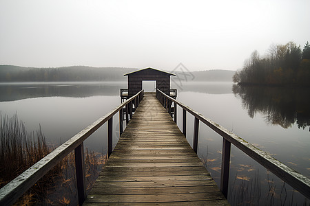 湖畔边的木桥图片