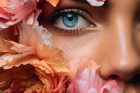 花瓣中的蓝色眼睛图片