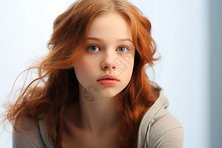 红发的少女背景图片