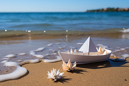 浪漫海岸上的小船图片