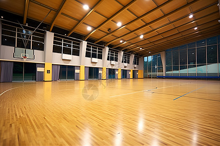 室内空旷的篮球场图片