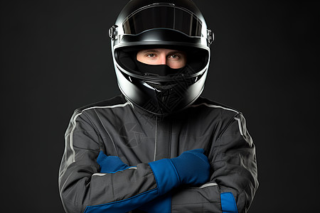 带着头盔的男性赛车手图片