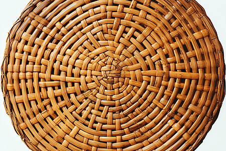 白色背景下的木制竹篮图片