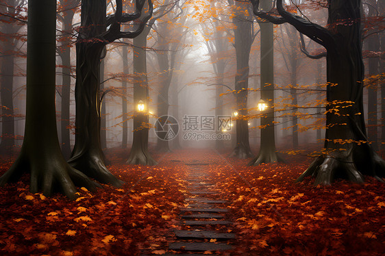 秋天的森林树木图片