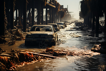 洪水中的车辆图片