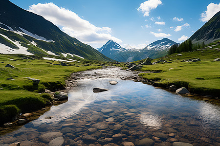 雄伟壮观的山谷溪流景观背景