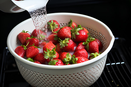 新鲜采摘的草莓果实图片