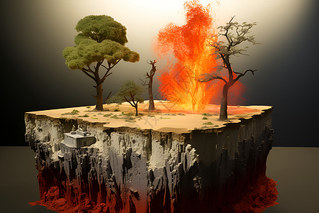 火焰燃烧的树木图片