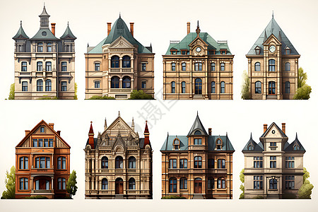 不同颜色的欧式建筑图片