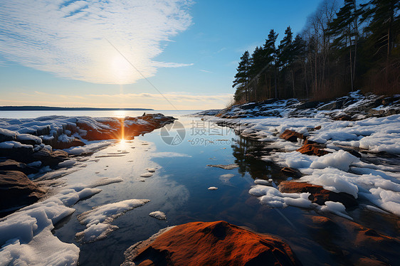 雪地流河图片