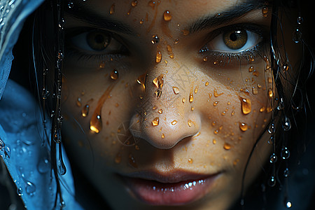 雨中忧伤的外国女子背景图片