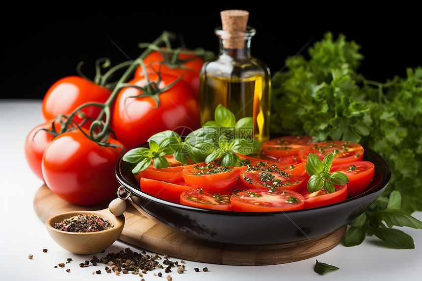 健康饮食的番茄沙拉图片