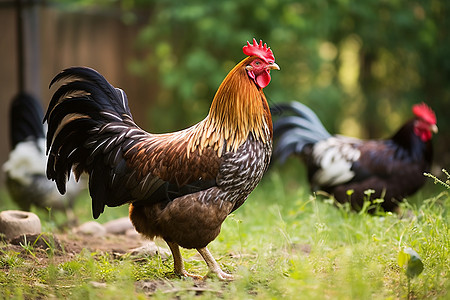 乡村农业养殖的鸡群背景图片