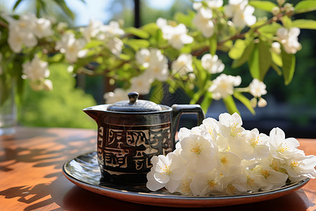 花香茶香的艺术背景图片