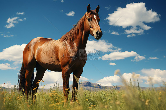 马在草原上奔跑图片