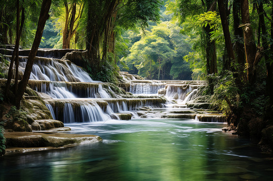 林间激流图片