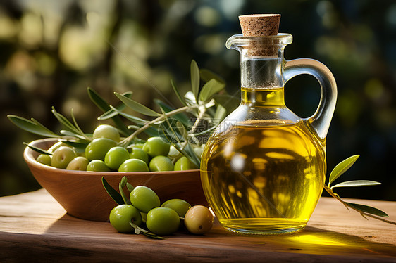 玻璃瓶里的橄榄油图片