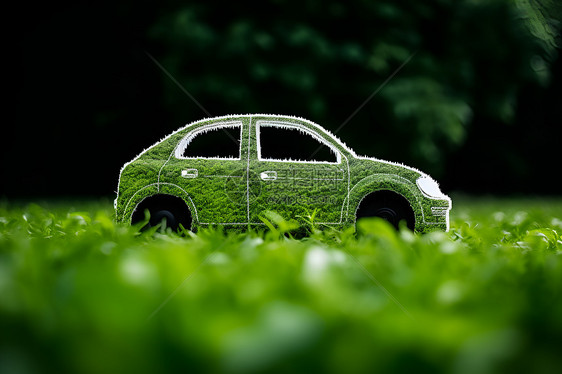 草坪上的绿色车辆图片