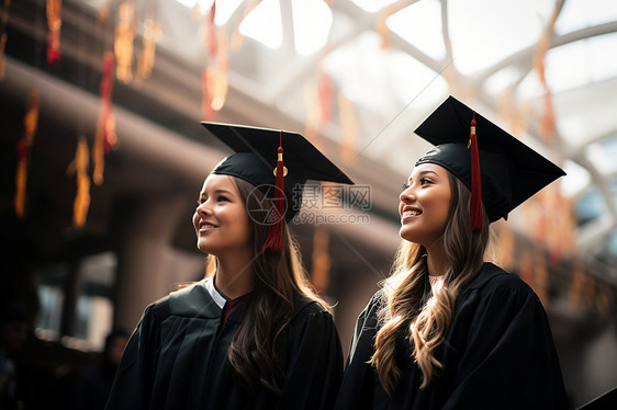 穿着学士袍的女毕业生图片