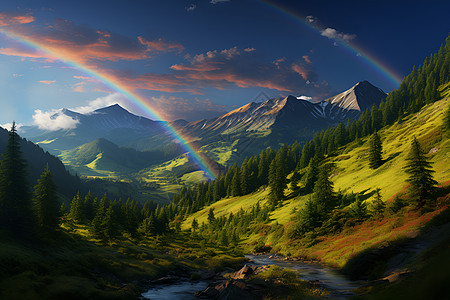 山谷上空的彩虹图片