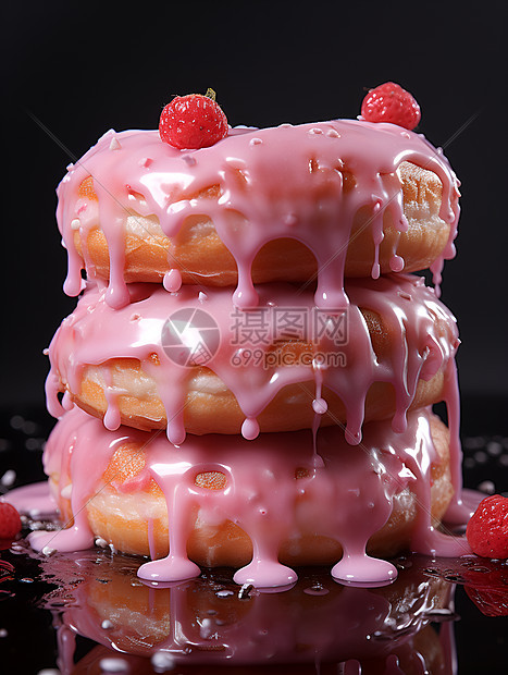 草莓糖霜甜甜圈图片