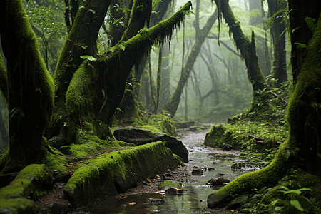 雨森林雨林里的河流背景