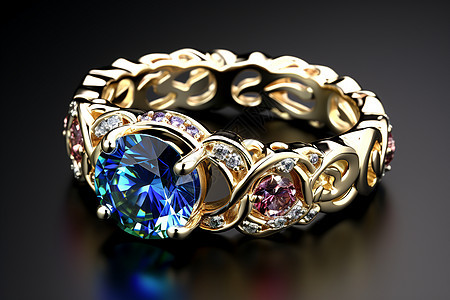 华贵的蓝宝石戒指背景图片
