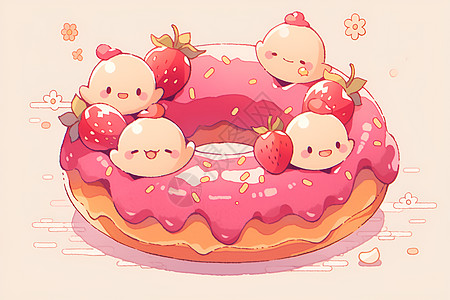 粉色甜甜圈背景图片