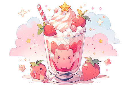 草莓味的冰淇淋图片