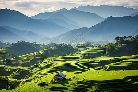 山坡上的梯田图片