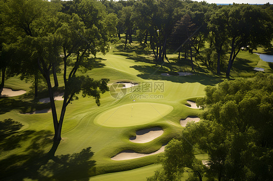 林木围绕的高尔夫球场图片