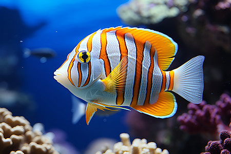 鲜艳的珊瑚鱼在热带环境中图片
