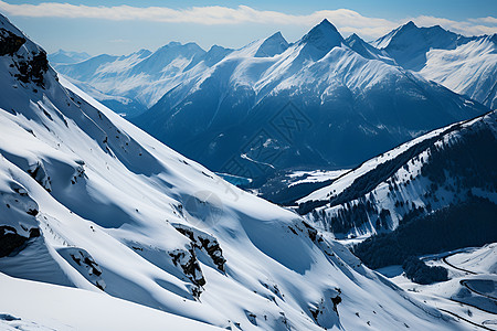 蓝天下的雪山图片