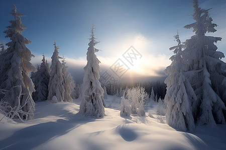 冬日山林的雪景图片