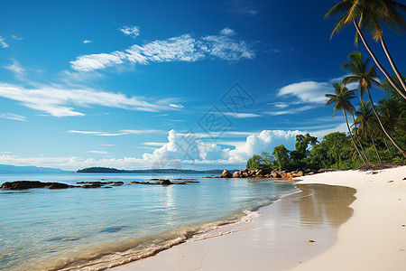 碧海蓝天的热带度假海滩景观背景图片
