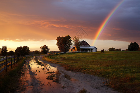 牧场上的彩虹图片
