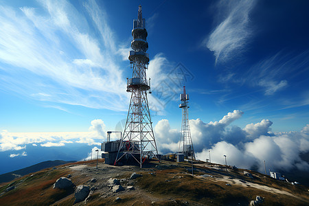 基站素材高空的铁塔背景