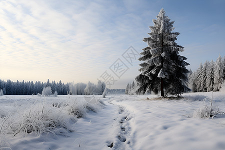 白雪皑皑中的冬日风景图片