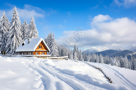 冬日的乡间小屋图片