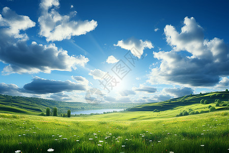 夏季山谷草原的美丽景观图片