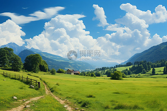 风景优美的山谷草原景观图片
