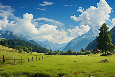 夏季草原郁郁葱葱的山谷草原景观背景