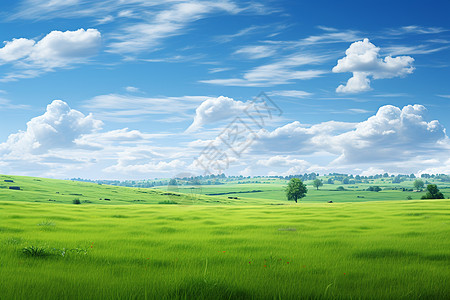郁郁葱葱的夏季草原景观图片