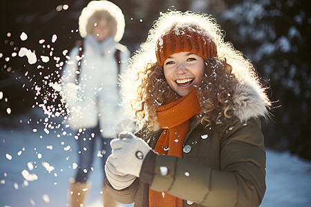 雪中快乐的小女孩图片