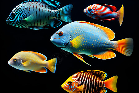 五彩斑斓的鱼群图片