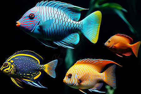 丰富多彩的水下鱼群背景图片