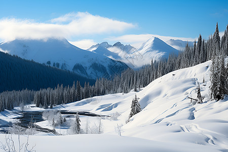 雪山的风景背景图片