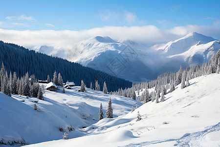 冬天的雪山图片