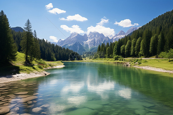 山水如画的山川湖泊景观图片