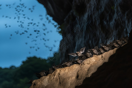 陡峭岩壁的蝙蝠图片
